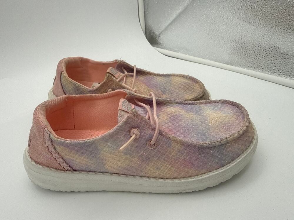 HEYDUDE Wendy Youth Mermaid Shimmer slip-on shoes Size J3